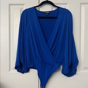 Express size small Blue Long Sleeve Bodysuit